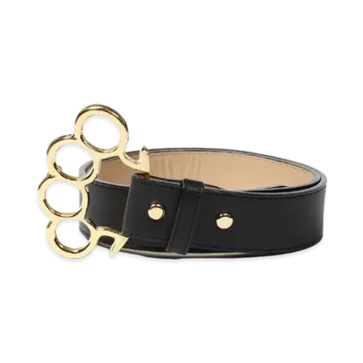 WACKO MARIA Johnny / Leather Belt "Black-Gold"