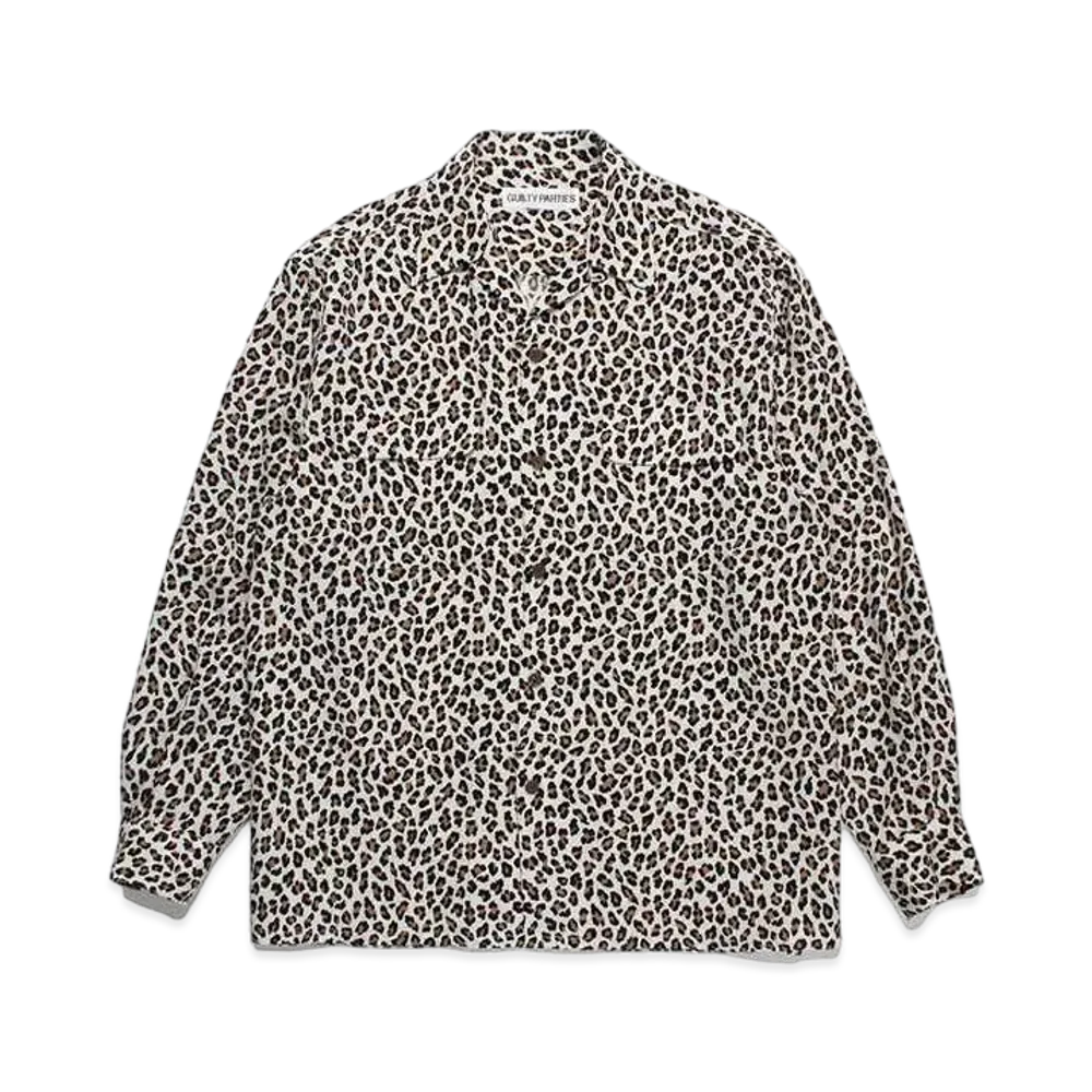 WACKO MARIA Leopard Open Collar Shirt "White"