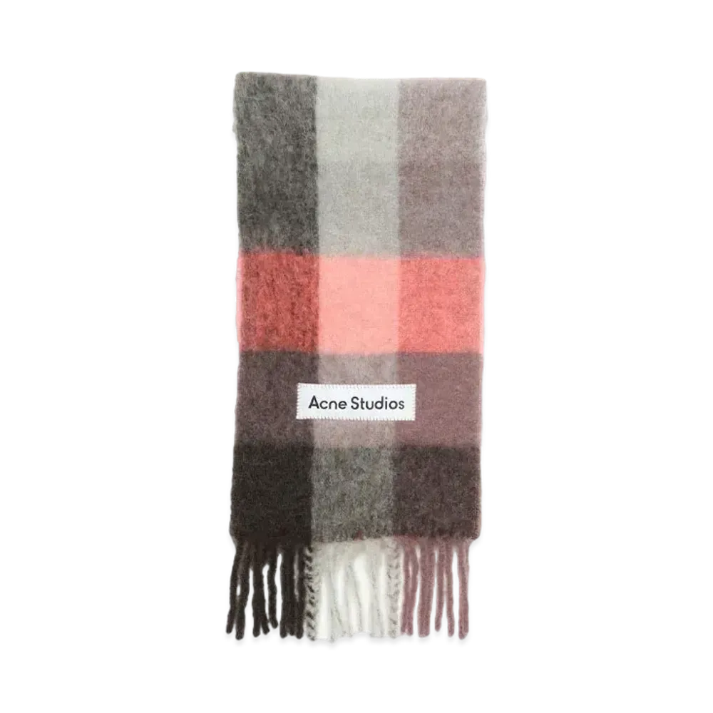 Acne Studios Mohair Check Scarf "Mauve/Bright Pink/Anthracite"