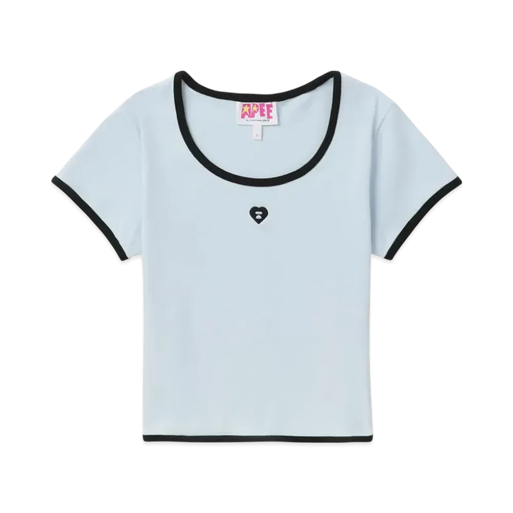 A BATHING APE Embroidery Crop Tee "Sax"