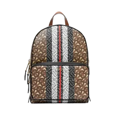Burberry Monogram Stripe Print E Canvas Backpack "Bridle Brown"
