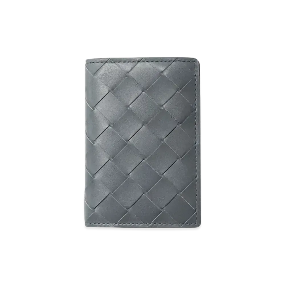 Bottega Veneta Intrecciato Calfskin Bi-fold Card Case "Slate"