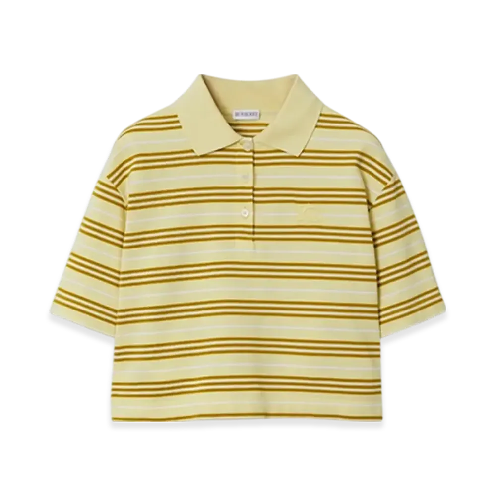 Burberry Cropped Stripe Cotton Polo Shirt "Alabaster"