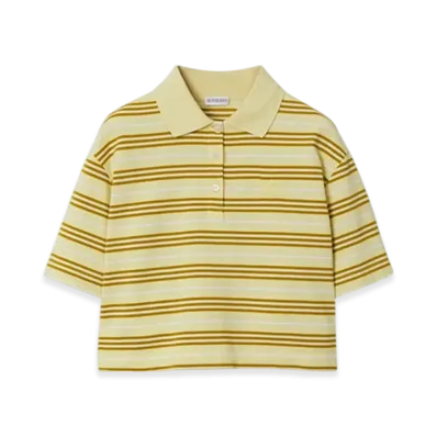 Burberry Cropped Stripe Cotton Polo Shirt "Alabaster"