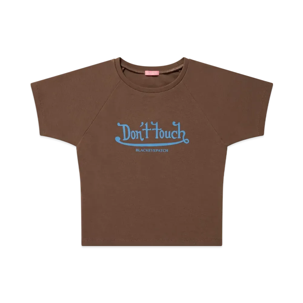 BlackEyePatch Don't Touch Raglan Baby Tee "Brown"