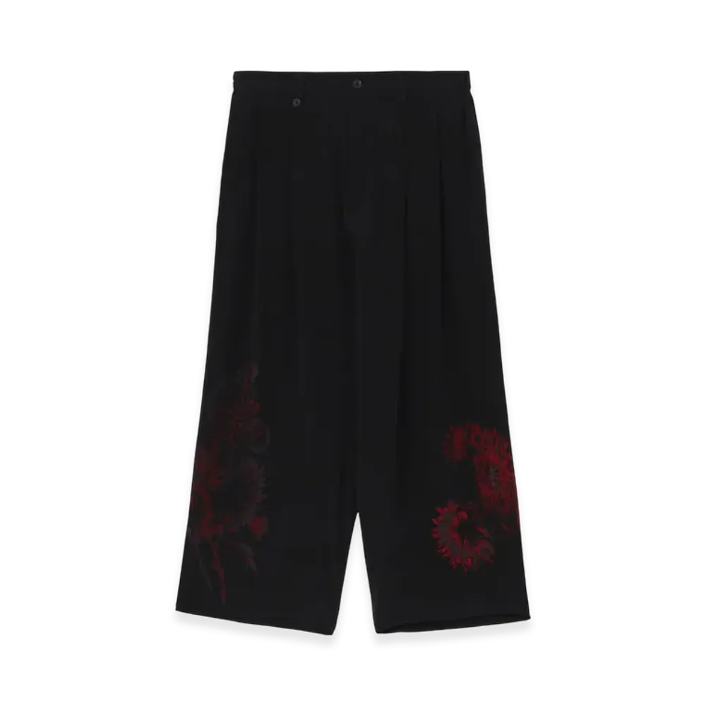 Yohji Yamamoto POUR HOMME Piece Unique/Aoyama Red Flower Printed Wide Pants "Black"