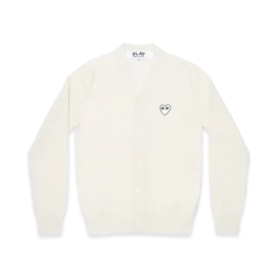 PLAY COMME des GARCONS V-Neck Cardigan With White Emblem "Natural"
