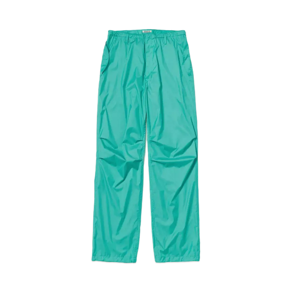 AURALEE Hard Twist Polyester Satin Laminate Field Pants "Turquoise Blue"