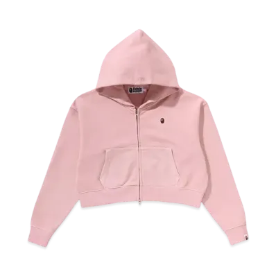 A BATHING APE Pigment Dyed One Point Cropped Zip Hoodie "Pink"