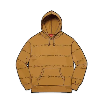 Supreme Script Stripe Hooded Sweatshirt "Dark Mustard"