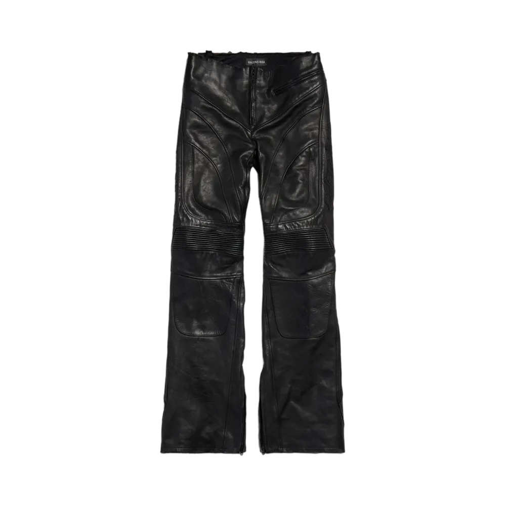 BALENCIAGA Women's Low Waist Biker Pants in Light Semi-Shiny Bullskin "Black"