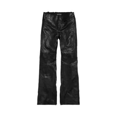BALENCIAGA Women's Low Waist Biker Pants in Light Semi-Shiny Bullskin "Black"