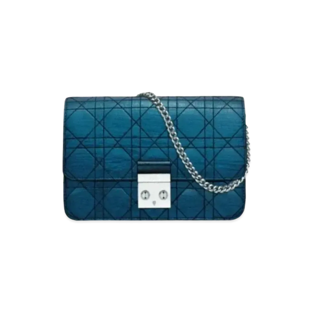 Dior Curfskin Promenade Wallet "Blue"