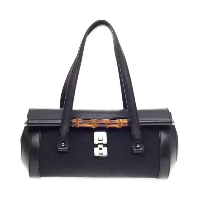 GUCCI GG Canvas Bamboo Bullet Bag "Black"