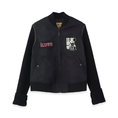 HYSTERIC GLAMOUR Women's KILLER KITTEN Knit Remake MA-1 Jacket "Black"