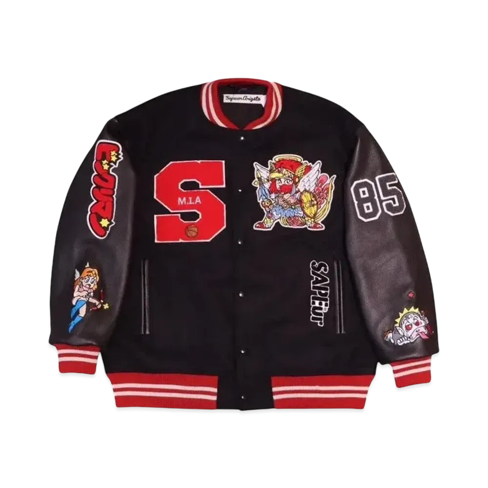 SAPEur x Bikkuriman Kids Varsity Jacket Super Zeus "Black"