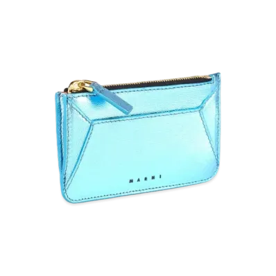 Marni Pale Blue Metallic Nappa Leather Card Case "Arctic"