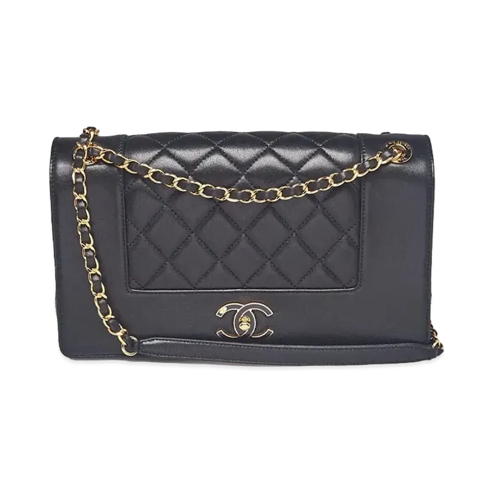 CHANEL Matelasse Mademoiselle Flap Chain Bag Lambskin "Black/Gold"