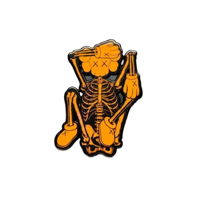 KAWS Skelton Pin "Orange"