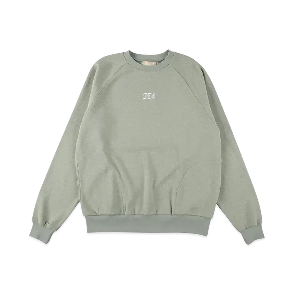 WIND AND SEA ES_W_Raglan Crew Neck Waffle Shirt "Sage"