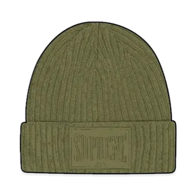 Supreme Overdyed Patch Beanie "Olive"