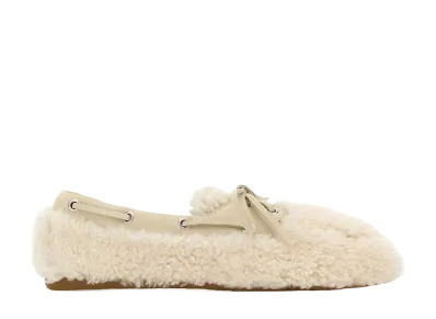 MIU MIU Women's Shearling Ballerinas "Desert Beige"