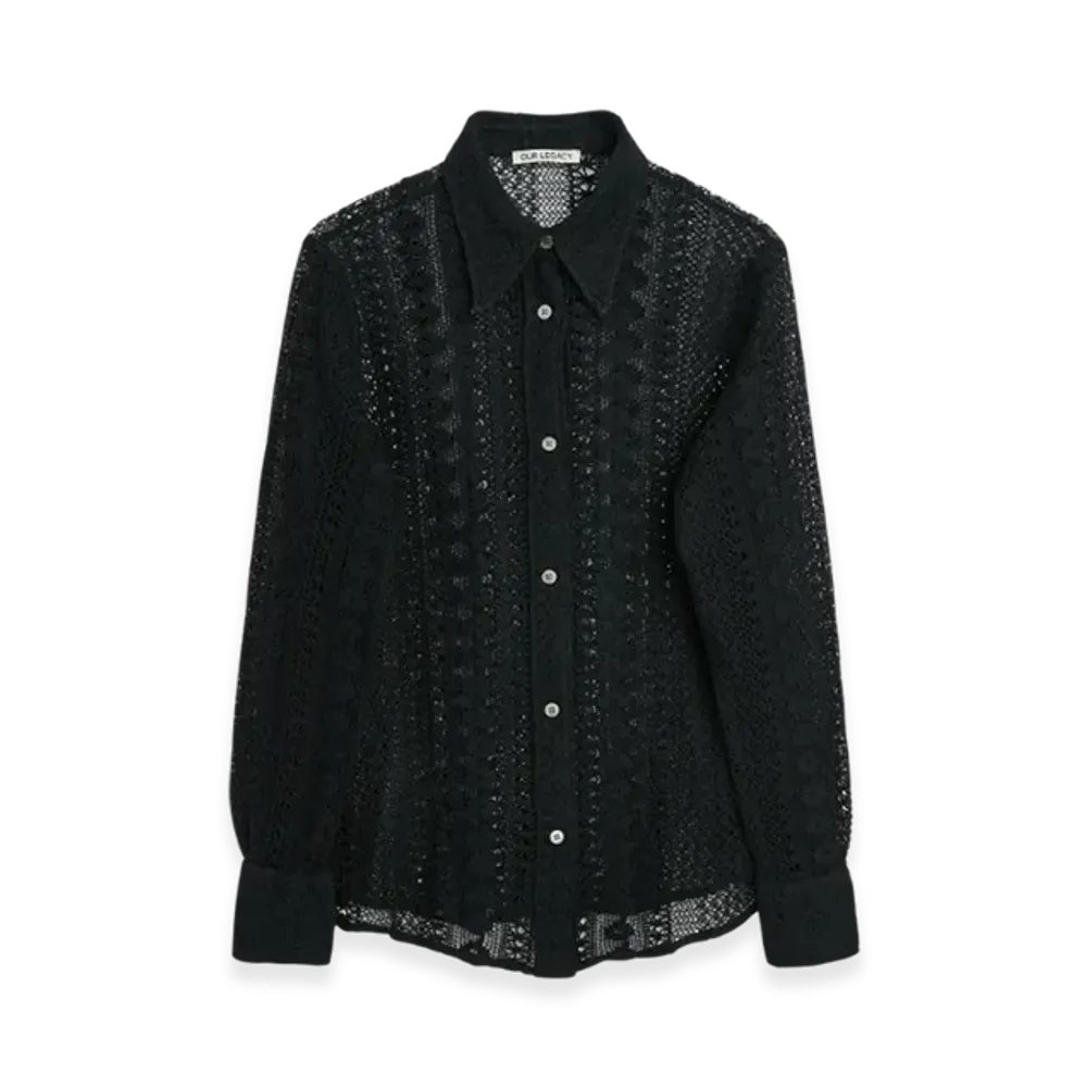 OUR LEGACY Women's 70S Line Shirt Cotton Crochet "Black"