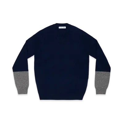 COMME des GARCONS SHIRT V Neck Pullover "Navy/Top Grey"