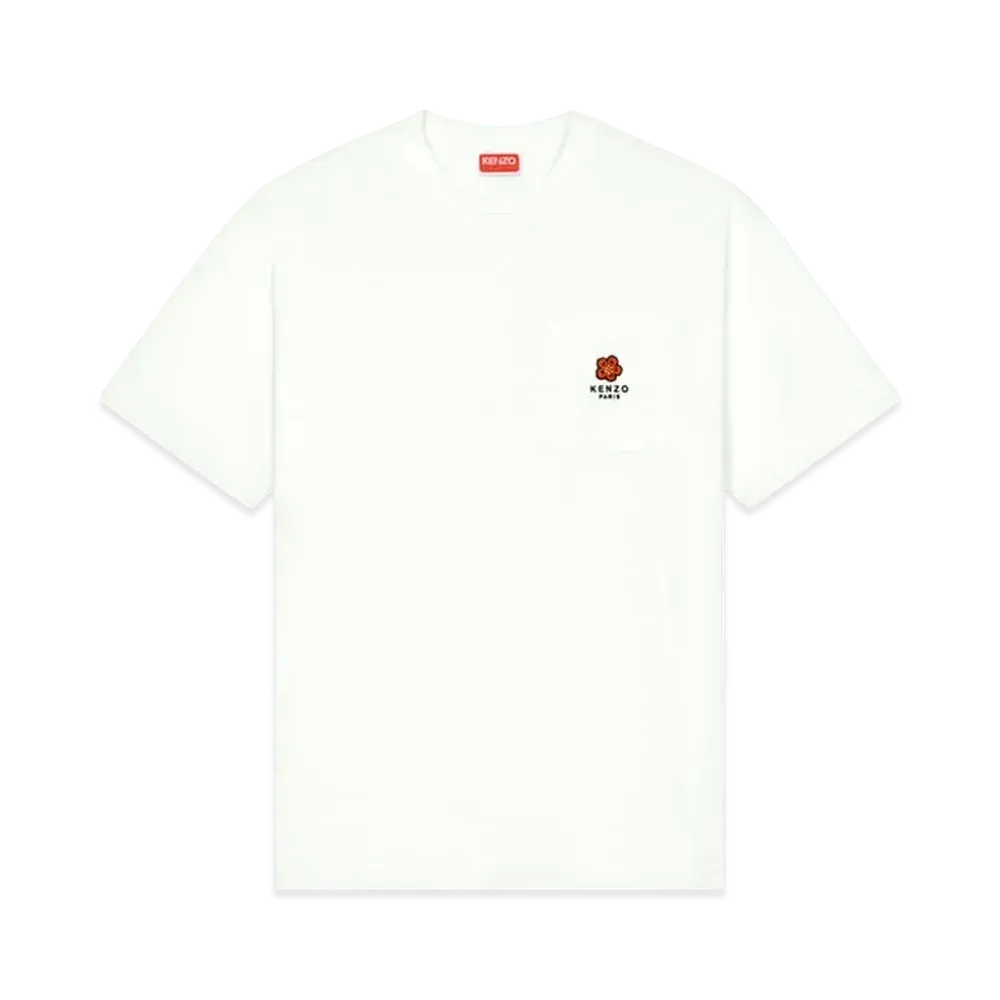 KENZO 'BOKE FLOWER' CREST ON POCKET T-SHIRT MENS "Off White"