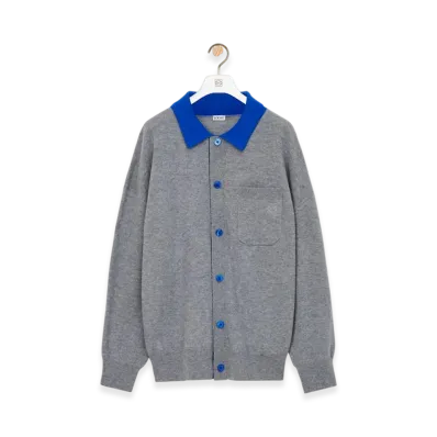 LOEWE Polo Cardigan "Grey/Blue"