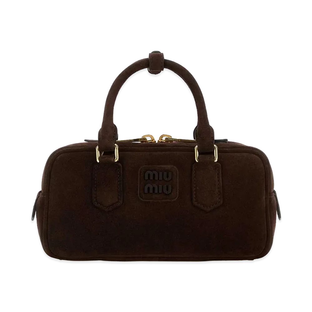 MIU MIU Women's Suede Arcadie Handbag "Dark Brown"