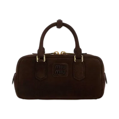MIU MIU Women's Suede Arcadie Handbag "Dark Brown"