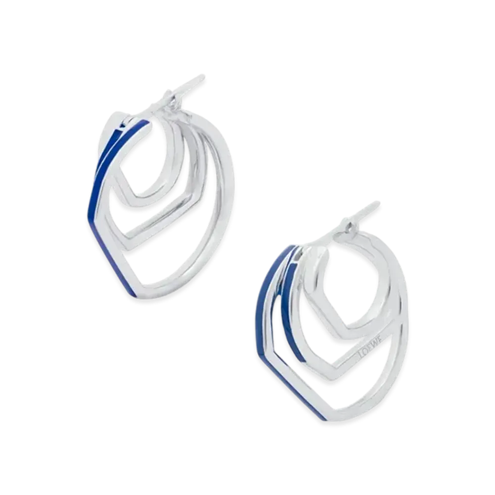 LOEWE Stacked Hoop Earrings "Silver/Blue"