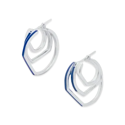 LOEWE Stacked Hoop Earrings "Silver/Blue"