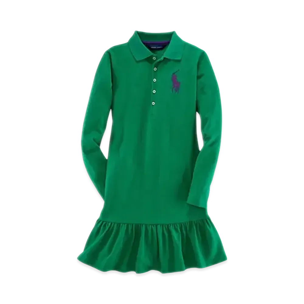 Polo Ralph Lauren Kids Big Pony Cotton Dress "Green"