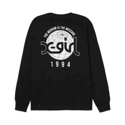 X-Girl Globe Mills Logo L/S Tee "Black"