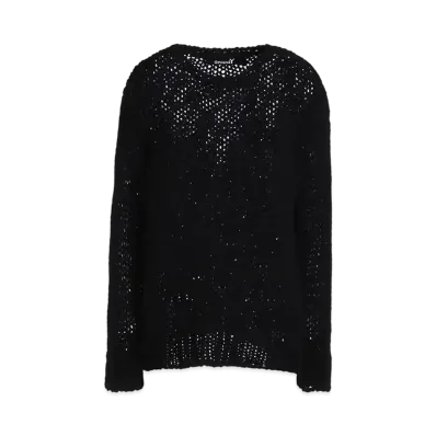 Ground Y Melange Silk Hand Knitted Pullover "Black"