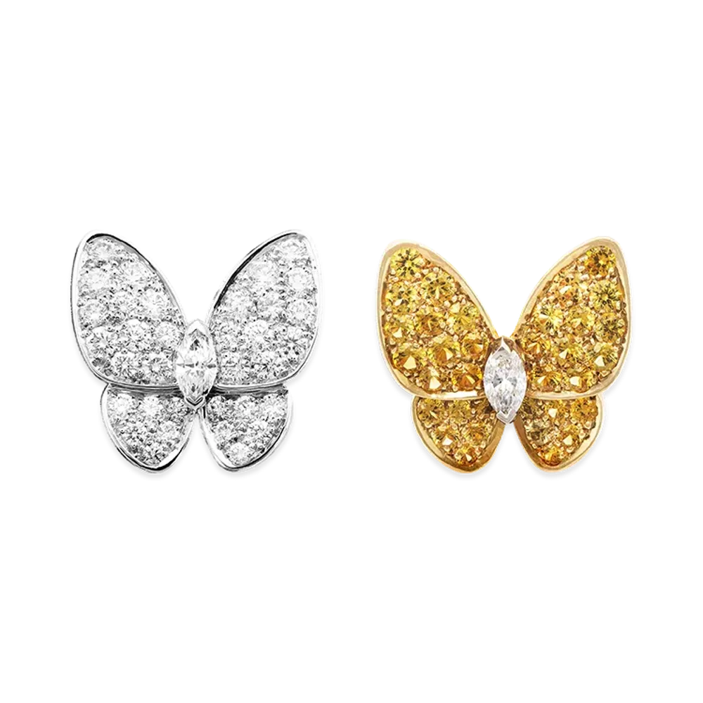 Van Cleef & Arpels Deux Papillons earrings "18K Yellow gold/Sapphire/Diamond"