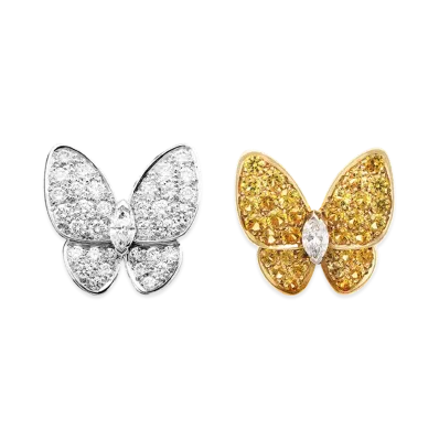 Van Cleef & Arpels Deux Papillons earrings "18K Yellow gold/Sapphire/Diamond"