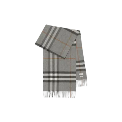 Burberry Check Cashmere Scarf "Grey"
