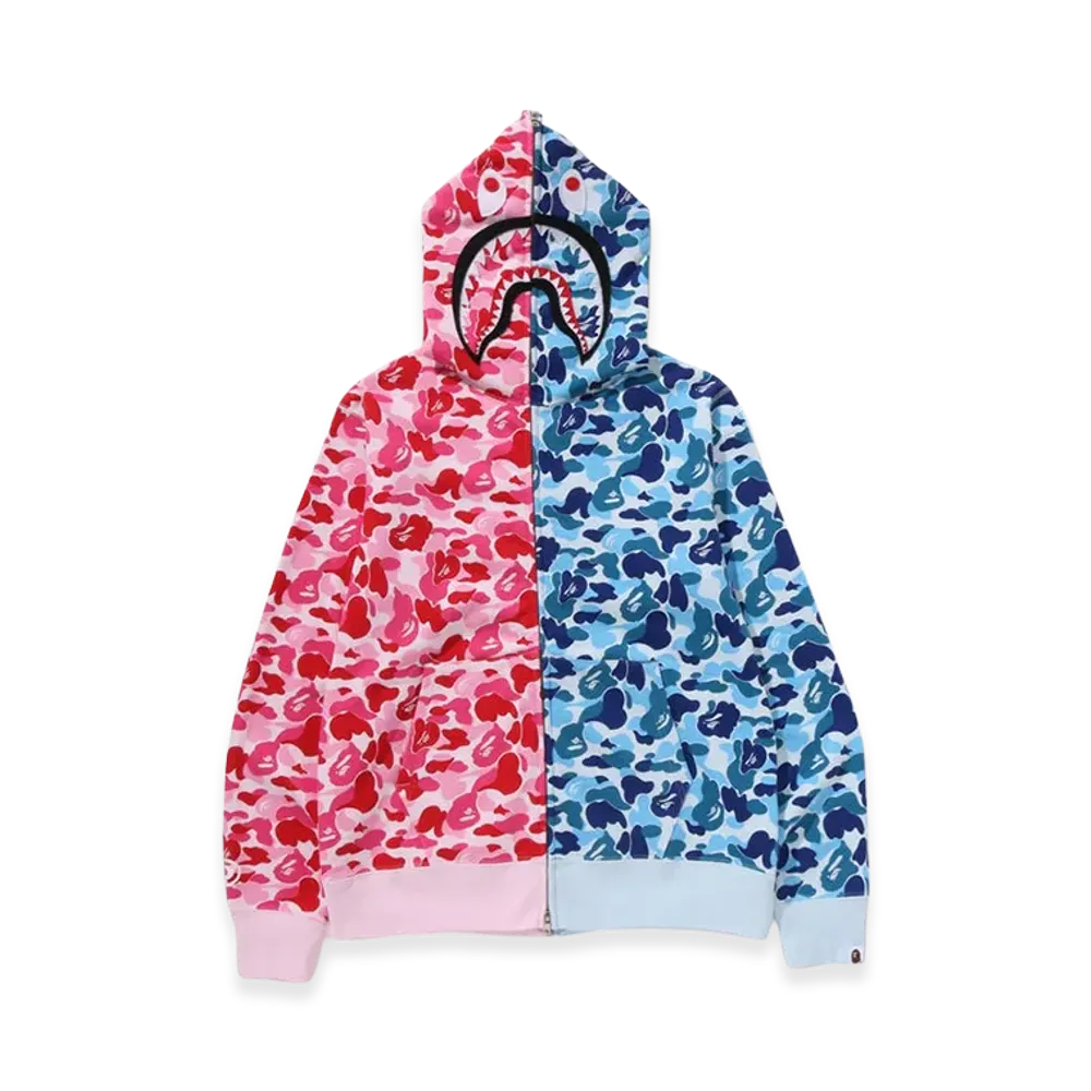 A BATHING APE Abc Camo Separate Shark Full Zip Hoodie "Pink/Blue"