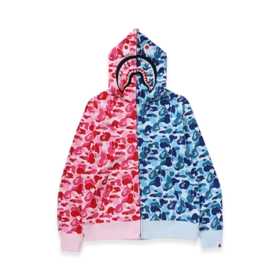 A BATHING APE Abc Camo Separate Shark Full Zip Hoodie "Pink/Blue"