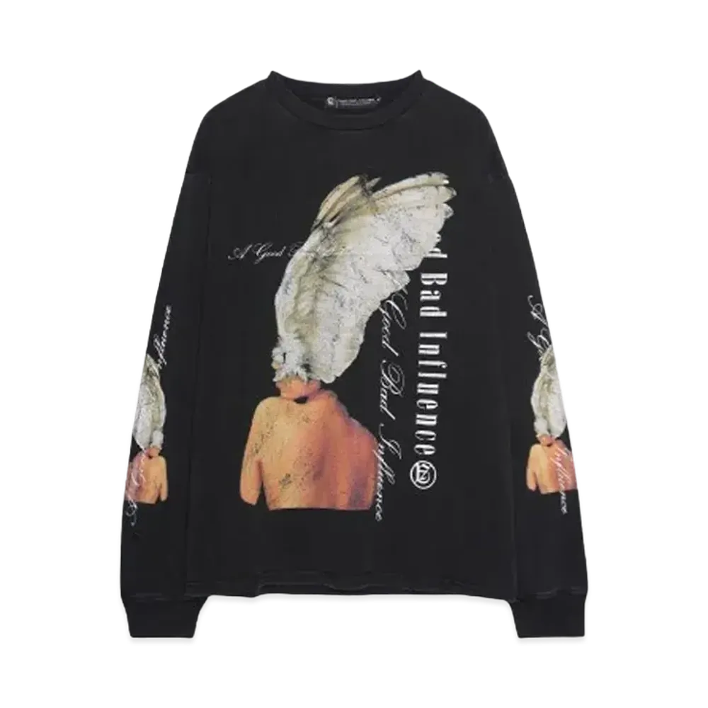 A GOOD BAD INFLUENCE WING WOMAN LONG SLEEVE T-SHIRT "BLACK"