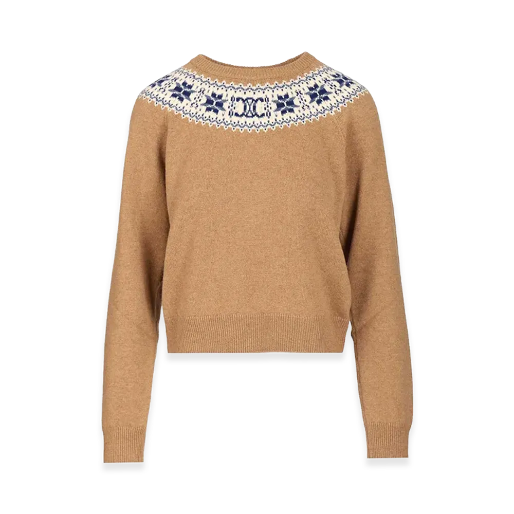 CELINE Women's Fair Isle Cashmere Sweater "Beige"