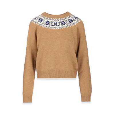 CELINE Women's Fair Isle Cashmere Sweater "Beige"