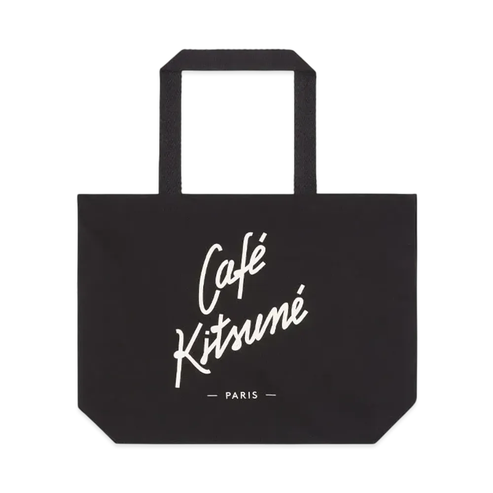 Maison Kitsune Cafe Kitsune Tote Bags "Black"