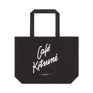 Maison Kitsune Cafe Kitsune Tote Bags "Black"