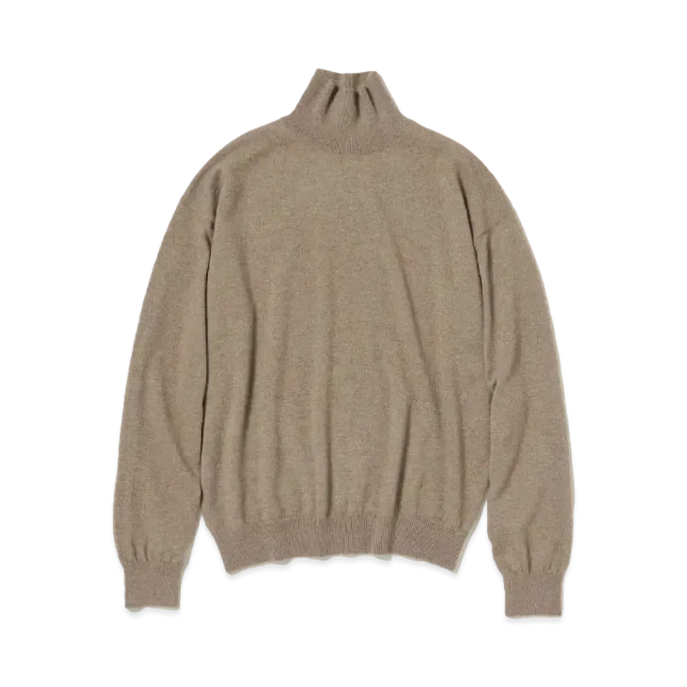 AURALEE Baby Cashmere Knit Turtle "Natural Brown"