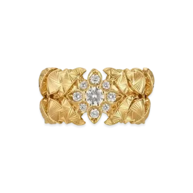 GUCCI Flora 18K Wide Diamond Ring "Gold"