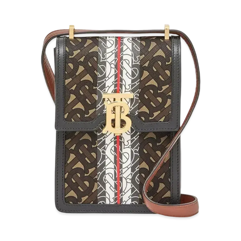 Burberry Monogram Stripe E Canvas Robin Bag "Bridle Brown"